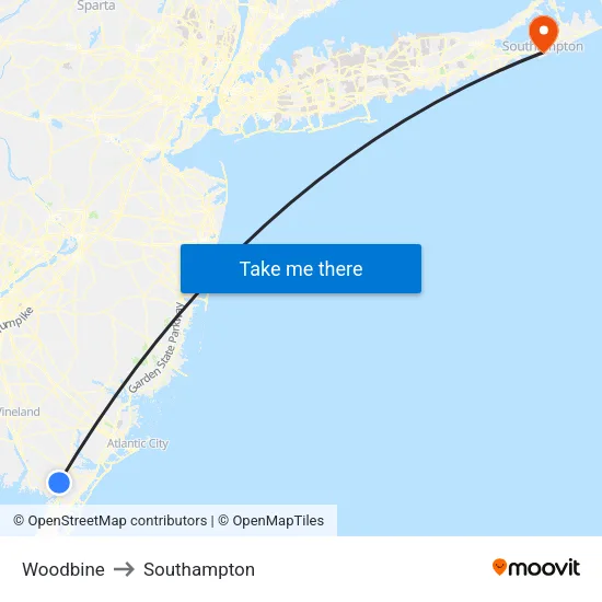Woodbine to Southampton map