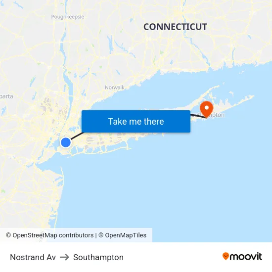Nostrand Av to Southampton map