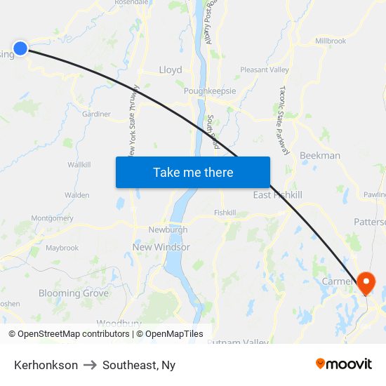 Kerhonkson to Southeast, Ny map