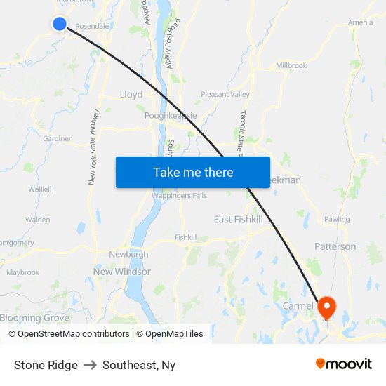 Stone Ridge to Southeast, Ny map