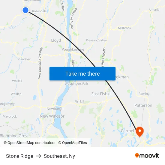 Stone Ridge to Southeast, Ny map
