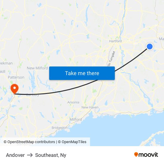 Andover to Southeast, Ny map