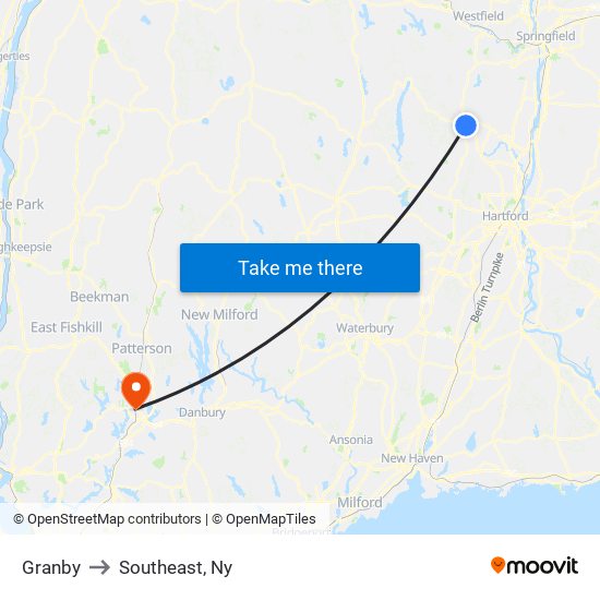 Granby to Southeast, Ny map