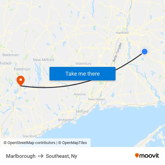 Marlborough to Southeast, Ny map