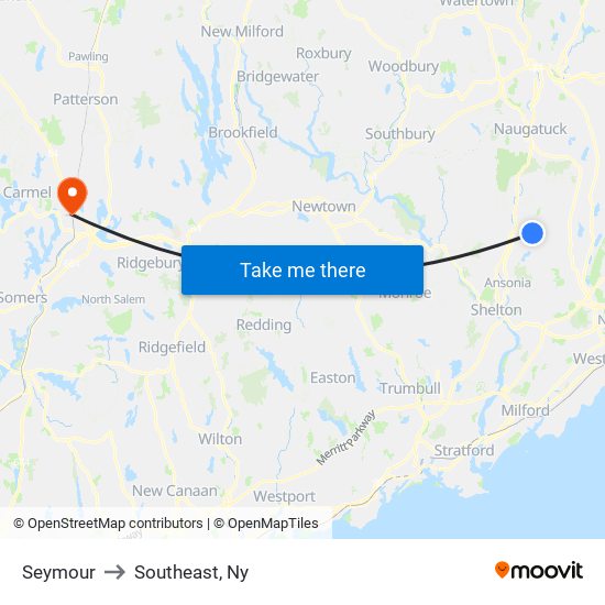 Seymour to Southeast, Ny map