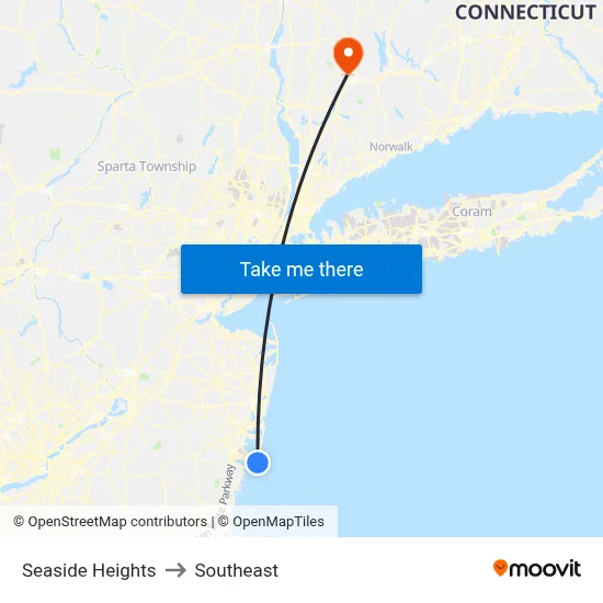 Seaside Heights to Southeast map