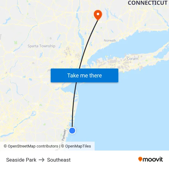 Seaside Park to Southeast map