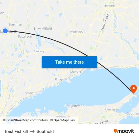 East Fishkill to Southold map