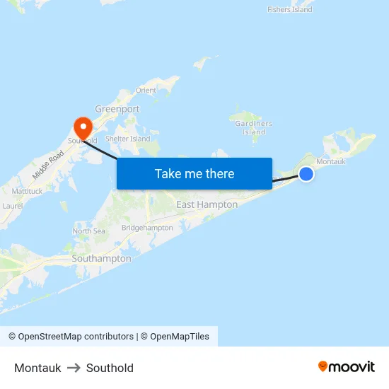 Montauk to Southold map