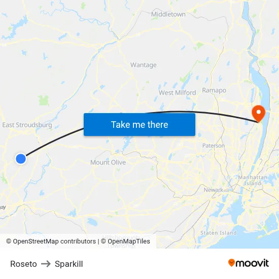 Roseto to Sparkill map
