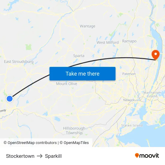 Stockertown to Sparkill map