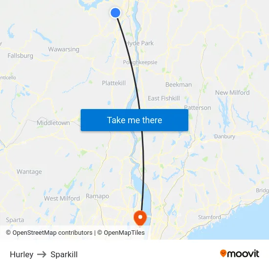 Hurley to Sparkill map