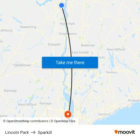 Lincoln Park to Sparkill map