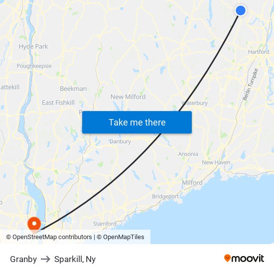 Granby to Sparkill, Ny map