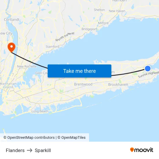 Flanders to Sparkill map