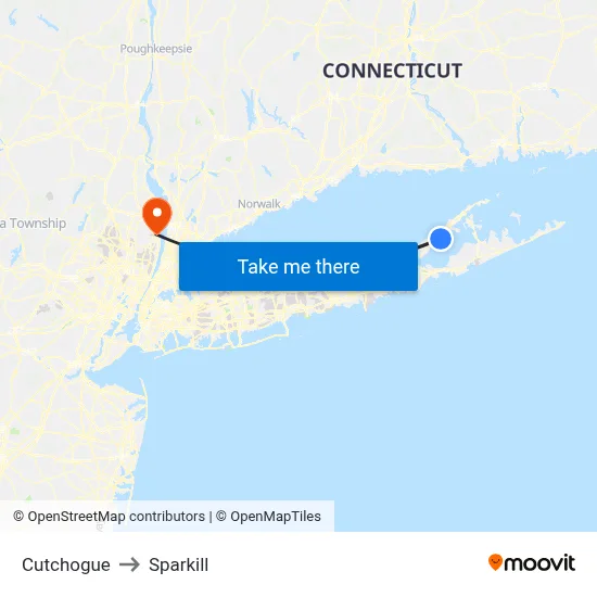 Cutchogue to Sparkill map