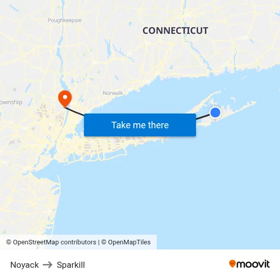 Noyack to Sparkill map