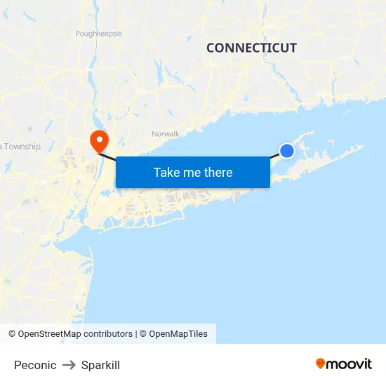Peconic to Sparkill map