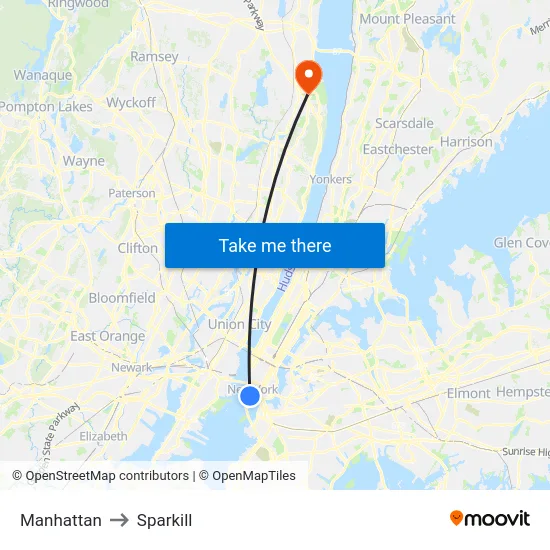 Manhattan to Sparkill map