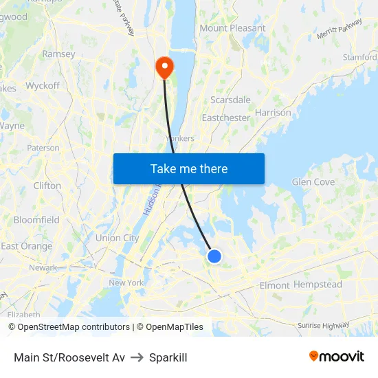 Main St/Roosevelt Av to Sparkill map
