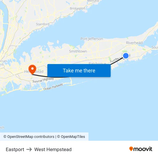 Eastport to West Hempstead map