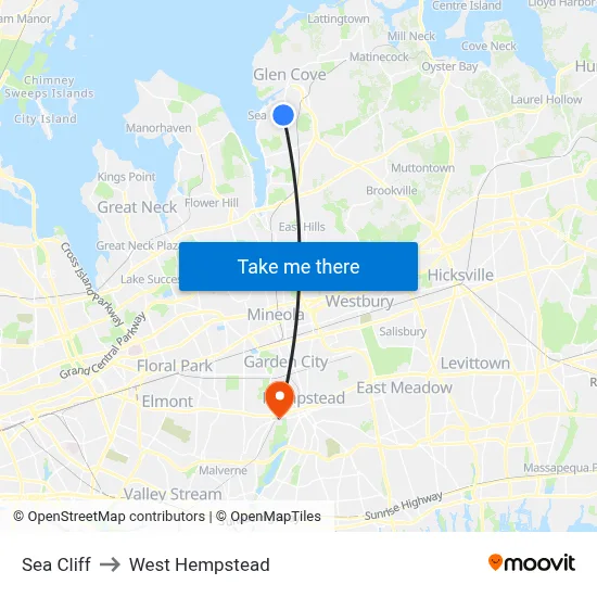 Sea Cliff to West Hempstead map