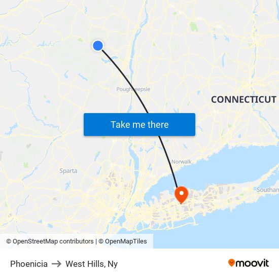 Phoenicia to West Hills, Ny map