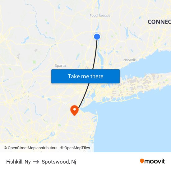 Fishkill, Ny to Spotswood, Nj map