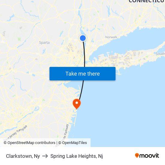 Clarkstown, Ny to Spring Lake Heights, Nj map