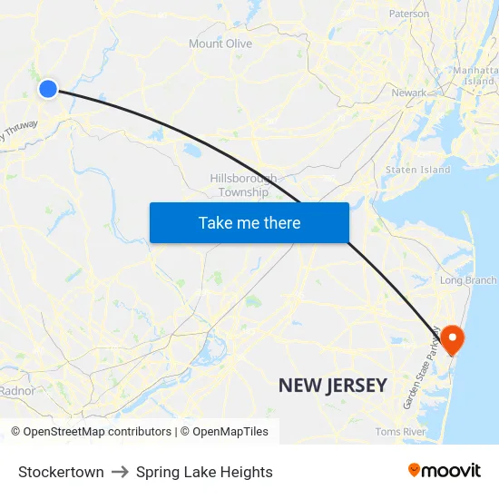 Stockertown to Spring Lake Heights map
