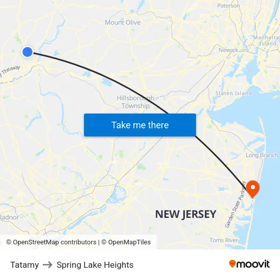 Tatamy to Spring Lake Heights map