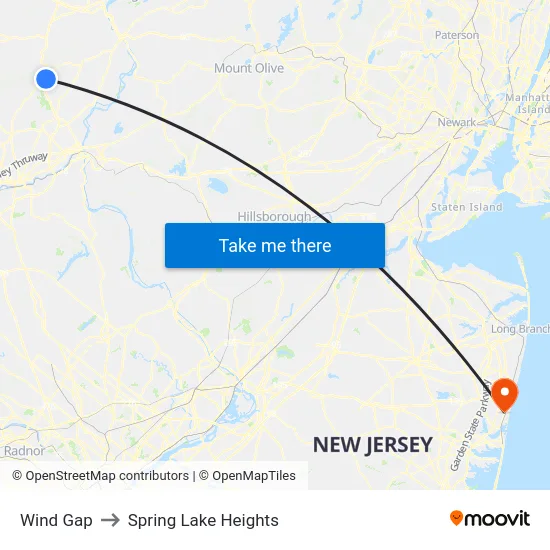 Wind Gap to Spring Lake Heights map