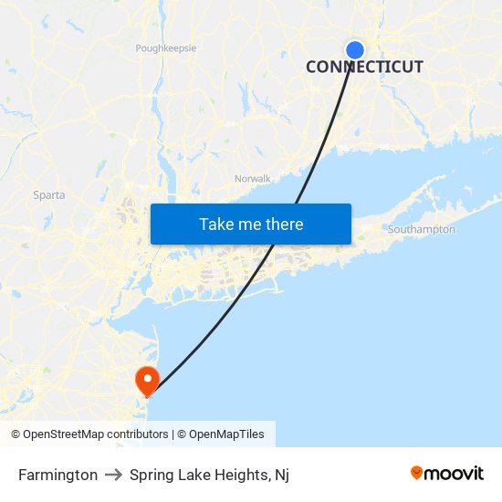 Farmington to Spring Lake Heights, Nj map