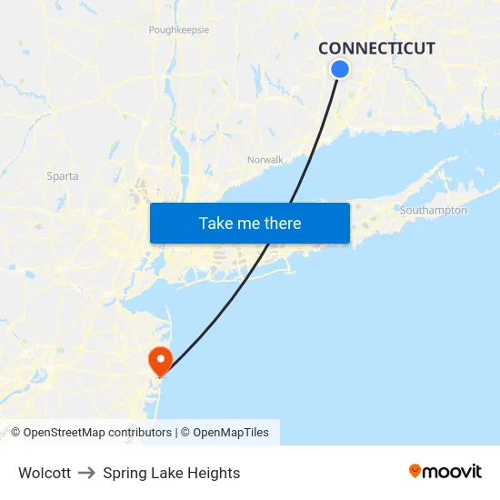 Wolcott to Spring Lake Heights map