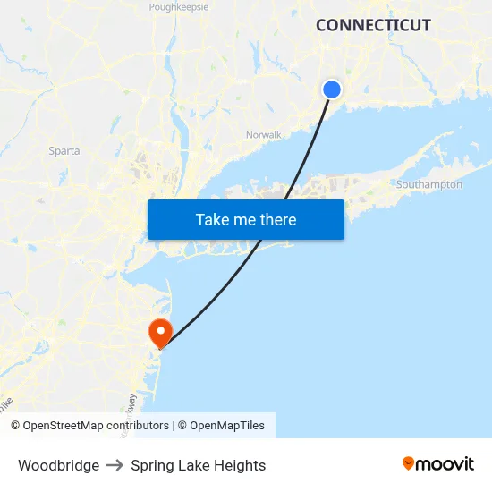 Woodbridge to Spring Lake Heights map