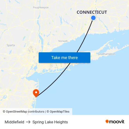 Middlefield to Spring Lake Heights map
