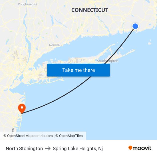 North Stonington to Spring Lake Heights, Nj map