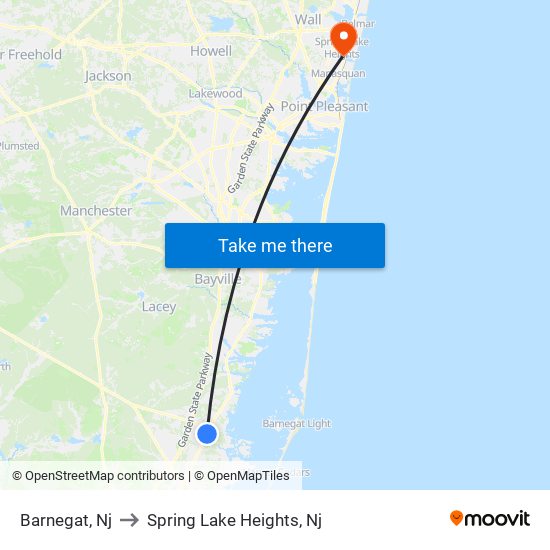 Barnegat, Nj to Spring Lake Heights, Nj map