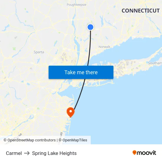 Carmel to Spring Lake Heights map