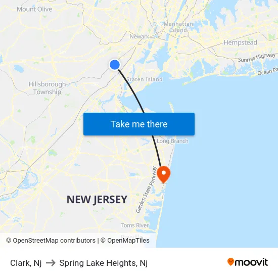 Clark to Spring Lake Heights, Nj map