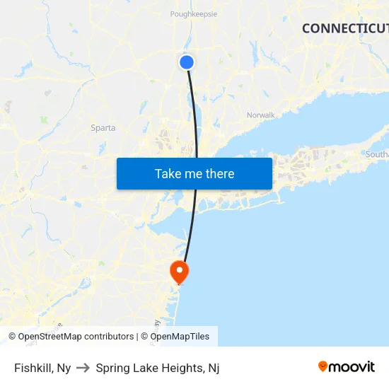 Fishkill to Spring Lake Heights, Nj map