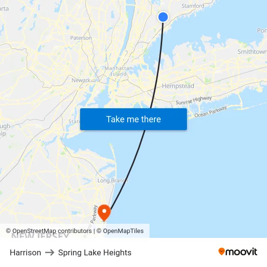 Harrison to Spring Lake Heights map