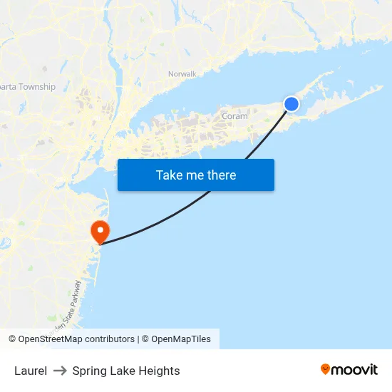 Laurel to Spring Lake Heights map