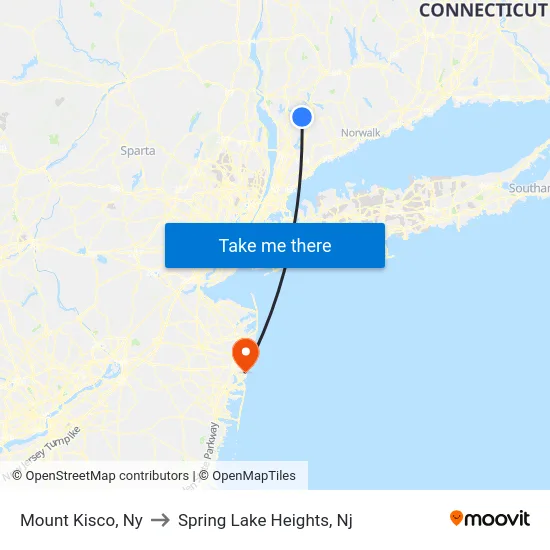 Mount Kisco to Spring Lake Heights, Nj map