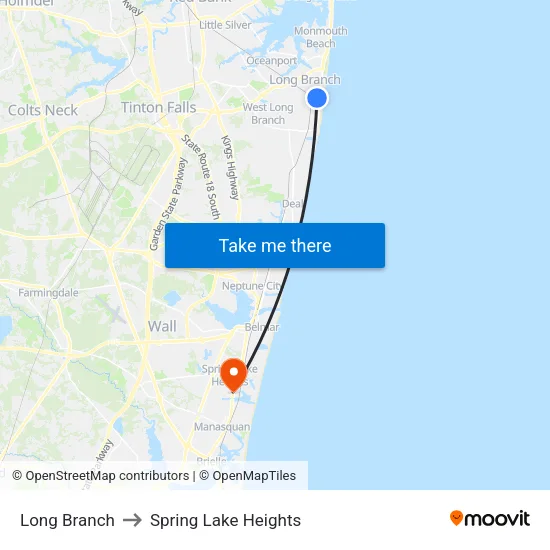 Long Branch to Spring Lake Heights map