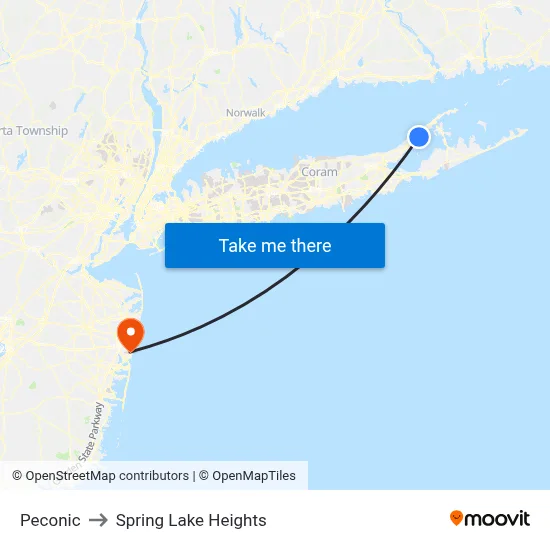 Peconic to Spring Lake Heights map