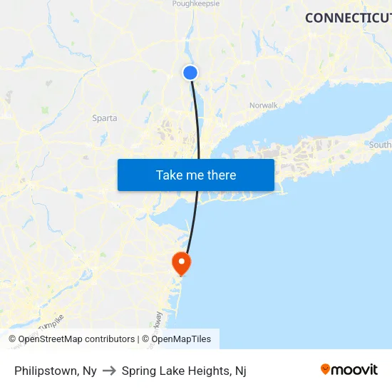 Philipstown to Spring Lake Heights, Nj map
