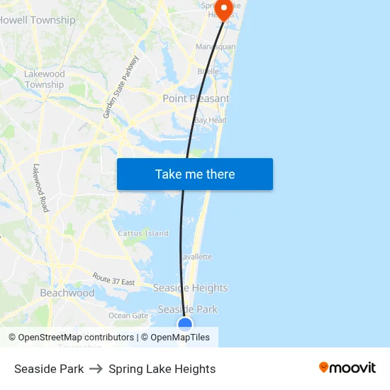 Seaside Park to Spring Lake Heights map