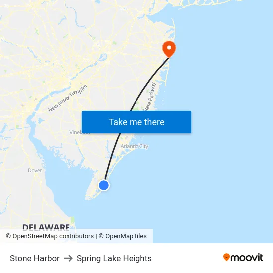 Stone Harbor to Spring Lake Heights map