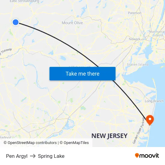 Pen Argyl to Spring Lake map